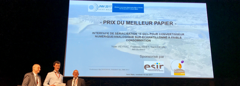 Yoan VEYRAC a reçu le prix du meilleur papier lors de la conférence des "Journées Nationales Micro-ondes" Yoan VEYRAC a reçu le prix du meilleur papier lors de la conférence des "Journées Nationales Micro-ondes"